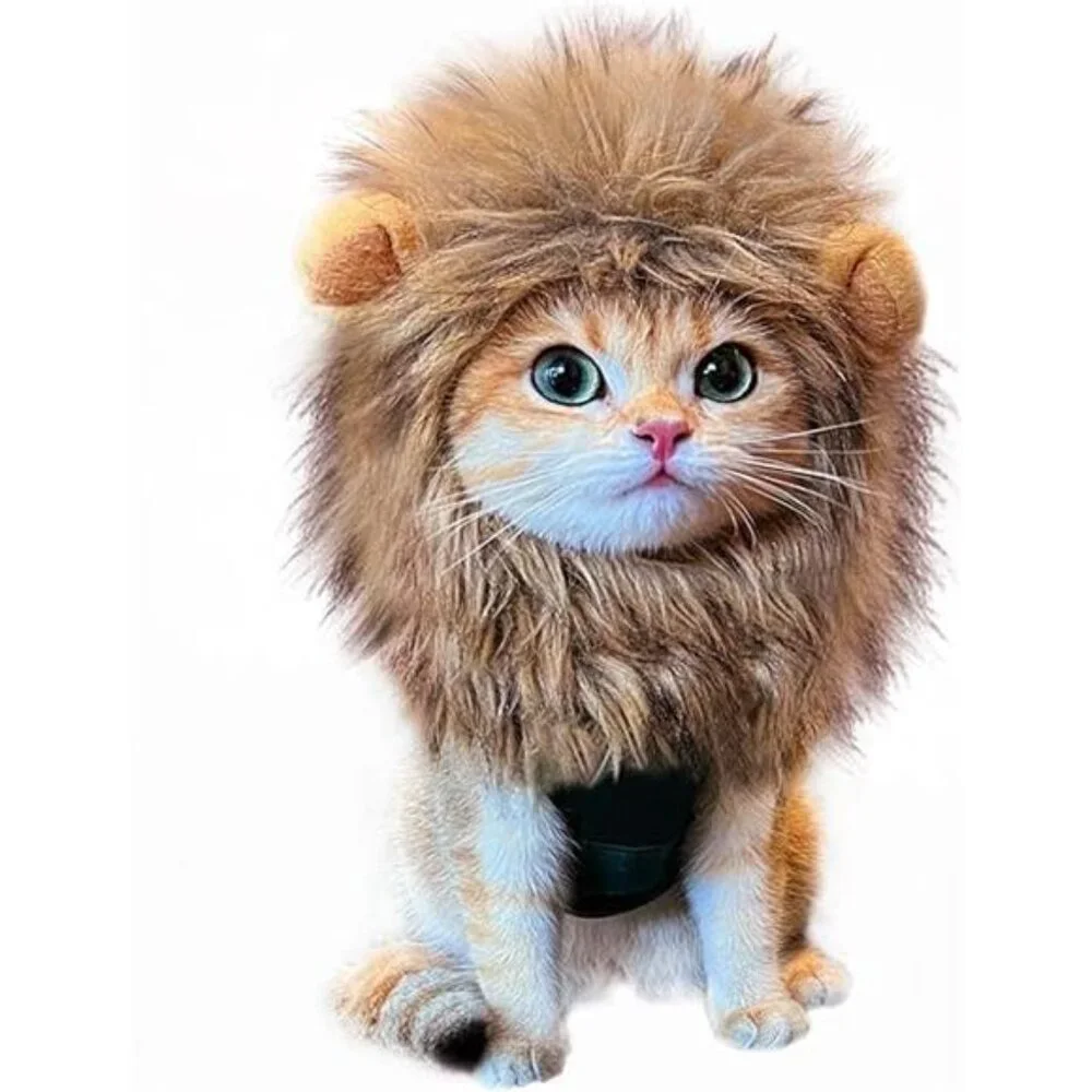 Lion Mane Wig for Cat Costume Pet Adjustable Washable Comfortable Fancy Lion